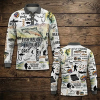 Fishing Life All-Over Print Polo Long Sleeve Shirt