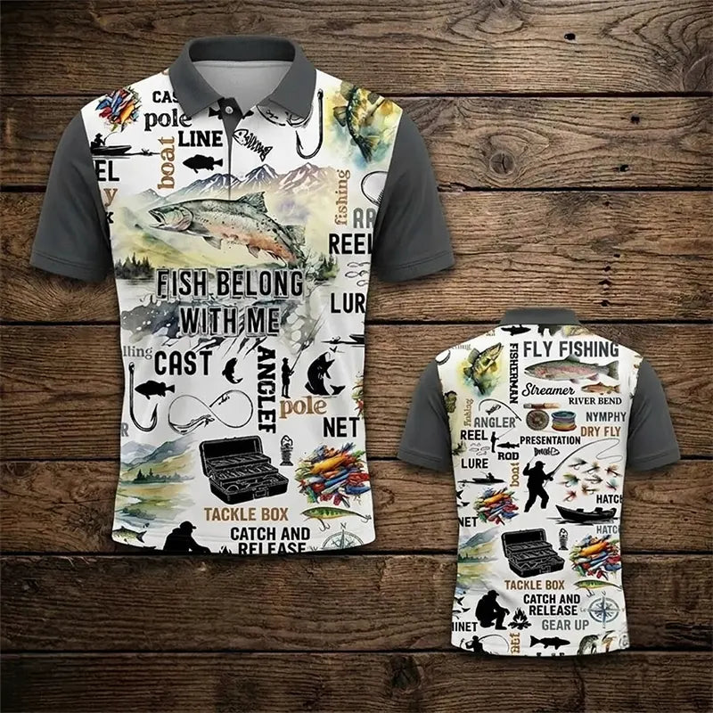 Fishing Life All-Over Print Polo Shirt