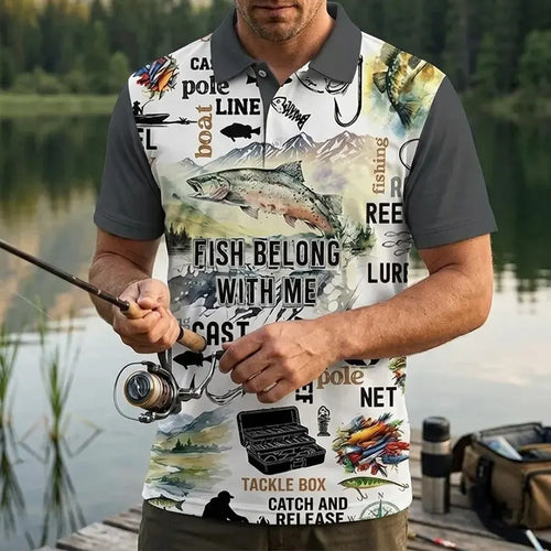 Fishing Life All-Over Print Polo Shirt