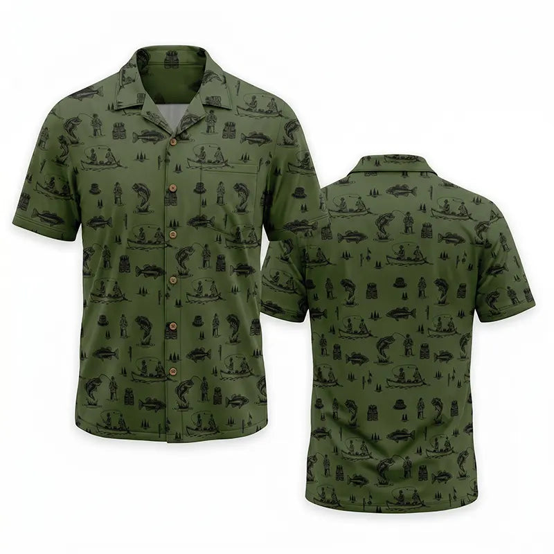 Fishing Life Pattern Hawaiian Shirt