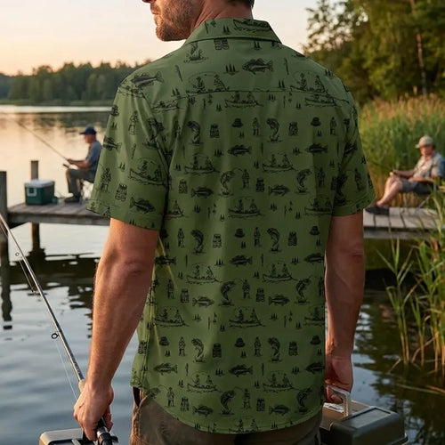 Fishing Life Pattern Hawaiian Shirt