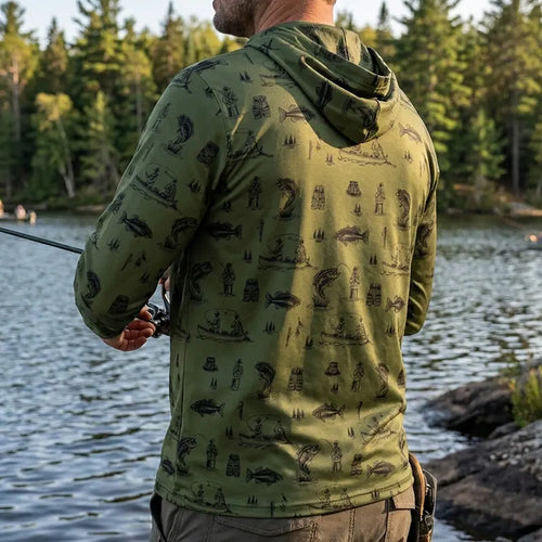 Fishing Life Pattern Hoodie