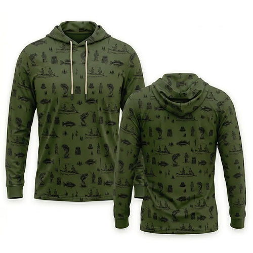 Fishing Life Pattern Hoodie