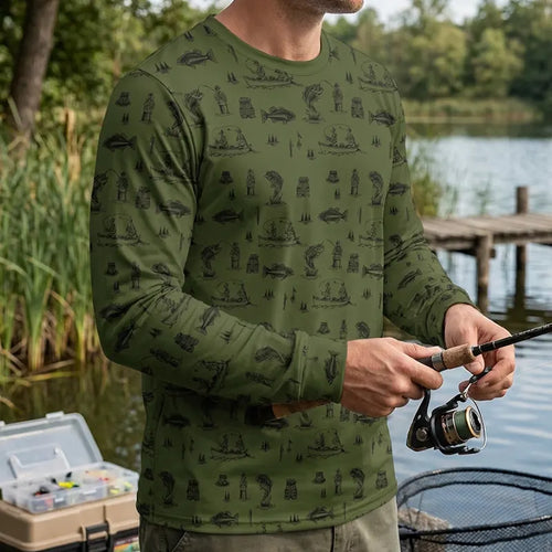 Fishing Life Pattern Outdoor Sweater