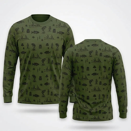 Fishing Life Pattern Outdoor Sweater