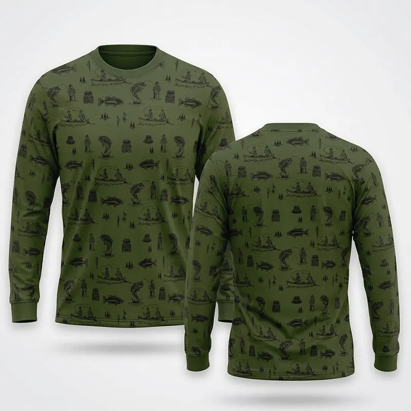 Fishing Life Pattern Outdoor Sweater