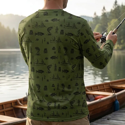 Fishing Life Pattern Outdoor Sweater