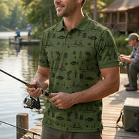 Fishing Life Pattern Polo Shirt