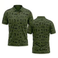 Fishing Life Pattern Polo Shirt