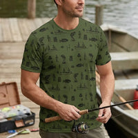 Fishing Life Pattern T-Shirt
