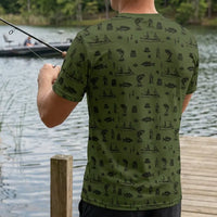 Fishing Life Pattern T-Shirt