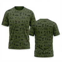 Fishing Life Pattern T-Shirt