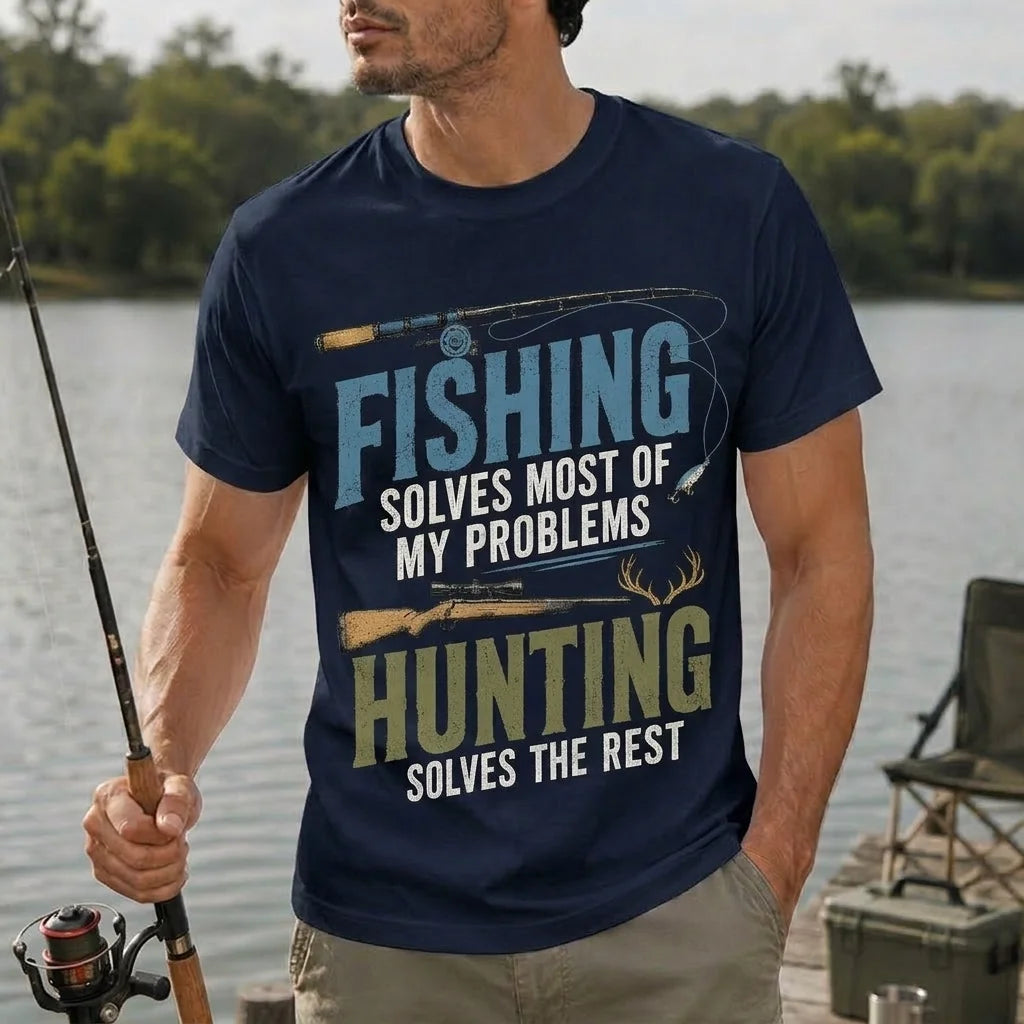 Fishing Solves Most of My Problems Hunting Solves the Rest T-Shirt 2026