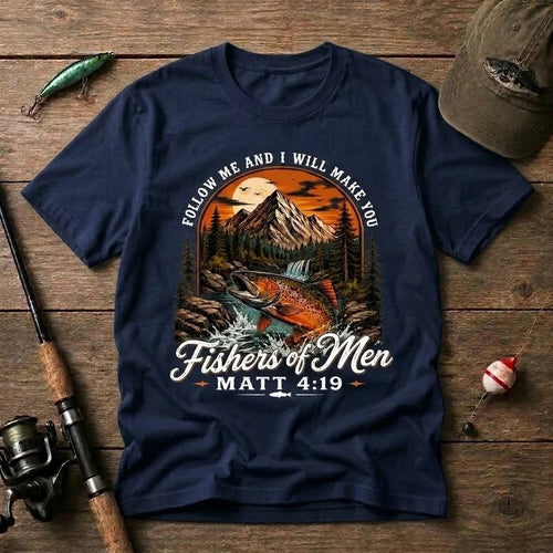 Follow Me Fishers Of Men Christian Fishing T-Shirt
