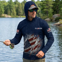 Freedom American Flag Personalized Fishing Hoodie