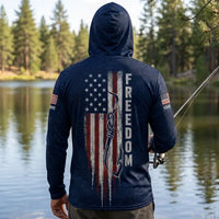 Freedom American Flag Personalized Fishing Hoodie