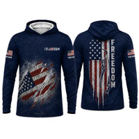 Freedom American Flag Personalized Fishing Hoodie