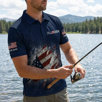 Freedom American Flag Personalized Fishing Polo Shirt