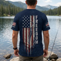 Freedom American Flag Personalized Fishing T-Shirt