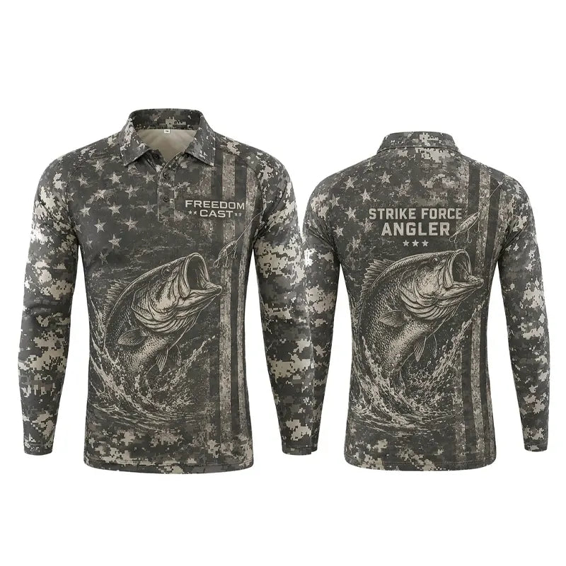 Freedom Cast Strike Force Angler Fishing Polo Long Sleeve Shirts 2026