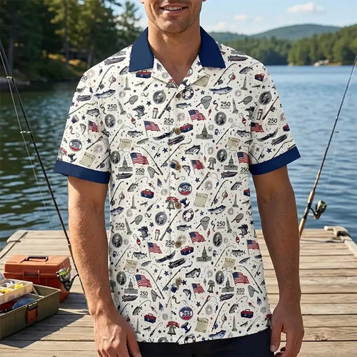 Freedom & Fishing USA 250 Hawaiian Shirt