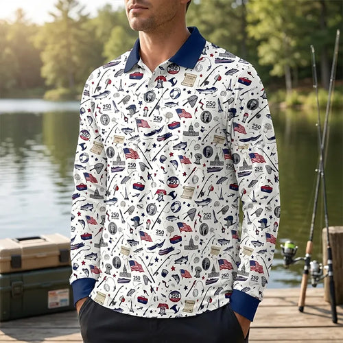 Freedom & Fishing USA 250 Polo Long Sleeve Shirt