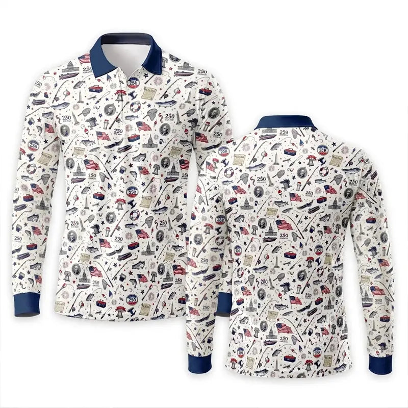 Freedom & Fishing USA 250 Polo Long Sleeve Shirt