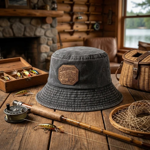 Gone Fishing Vintage Bucket Hat
