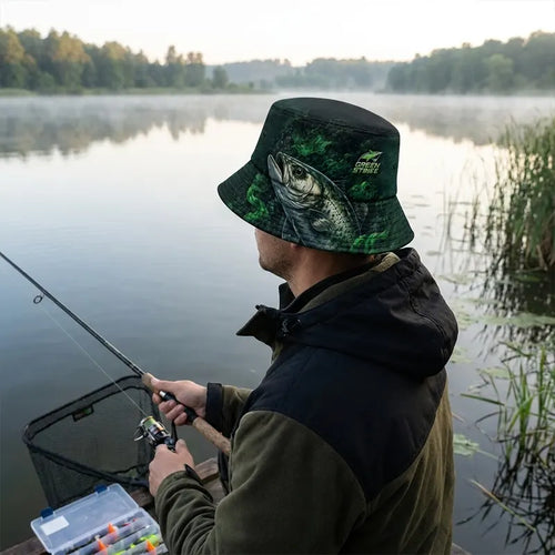 Green Strike Predator Mode Fishing Bucket Hat