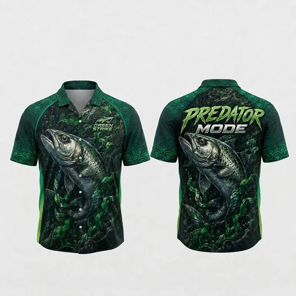 Green Strike Predator Mode Fishing Hawaiian Shirt 2026