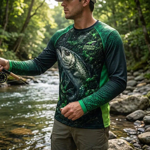 Green Strike Predator Mode Fishing Long Sleeve Shirt