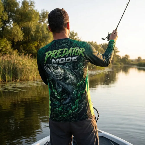 Green Strike Predator Mode Fishing Long Sleeve Shirt
