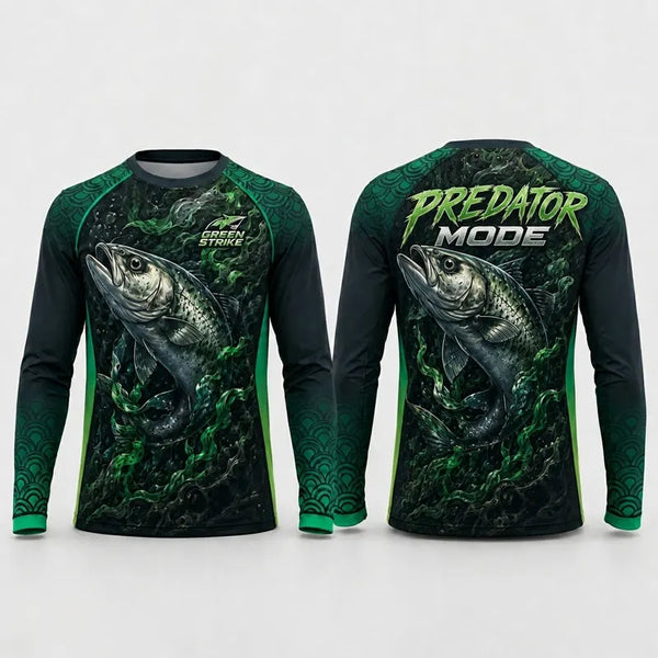 Green Strike Predator Mode Fishing Long Sleeve Shirt 2026