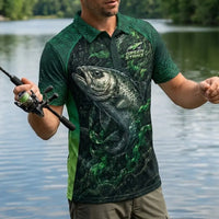Green Strike Predator Mode Fishing Polo Shirt
