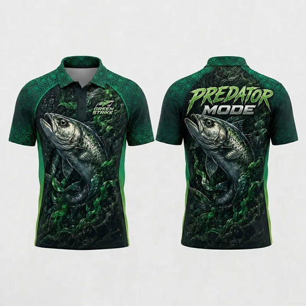 Green Strike Predator Mode Fishing Polo Shirt 2026