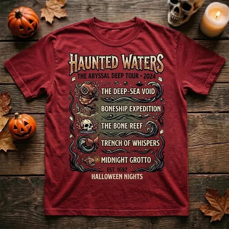 Haunted Waters Abyssal Deep Tour Halloween T-Shirt 2026