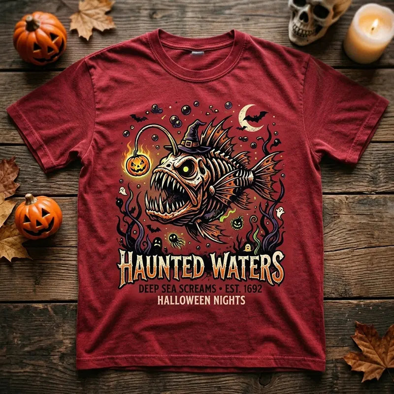 Haunted Waters Anglerfish Halloween T-Shirt 2026