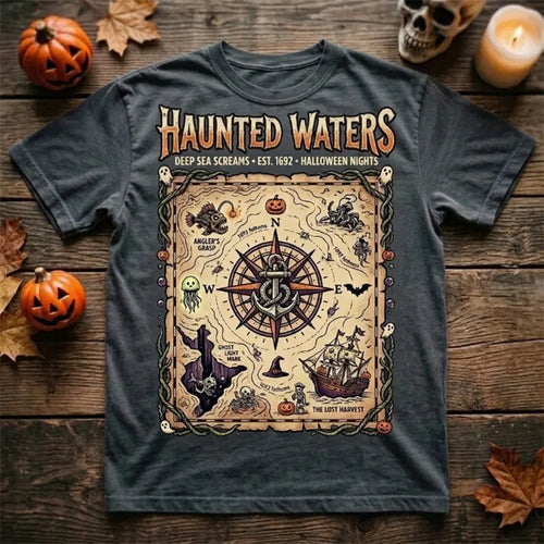 Haunted Waters Halloween Treasure Map T-Shirt
