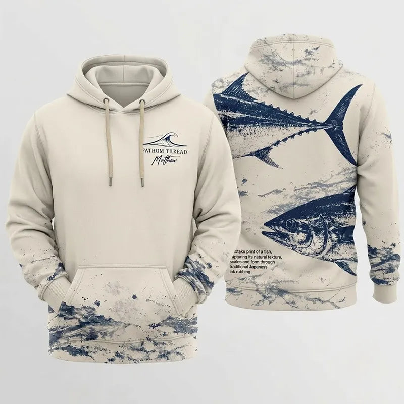 Personalized Fathom Thread Gyotaku Tuna Ocean Fishing Hoodie