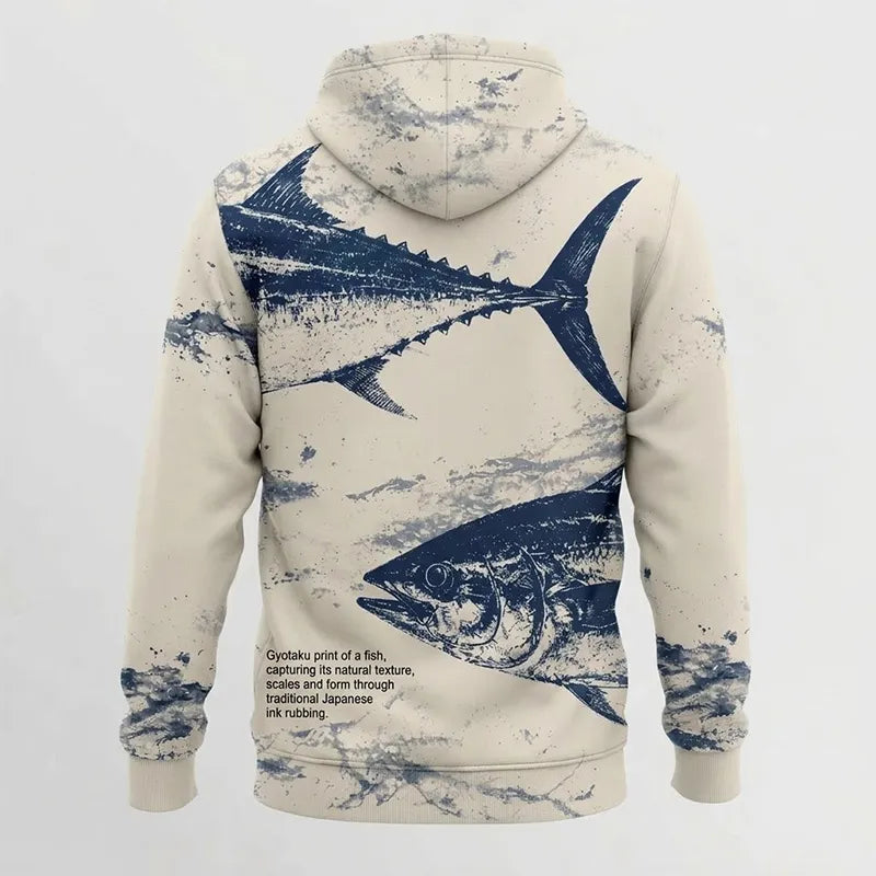 Personalized Fathom Thread Gyotaku Tuna Ocean Fishing Hoodie