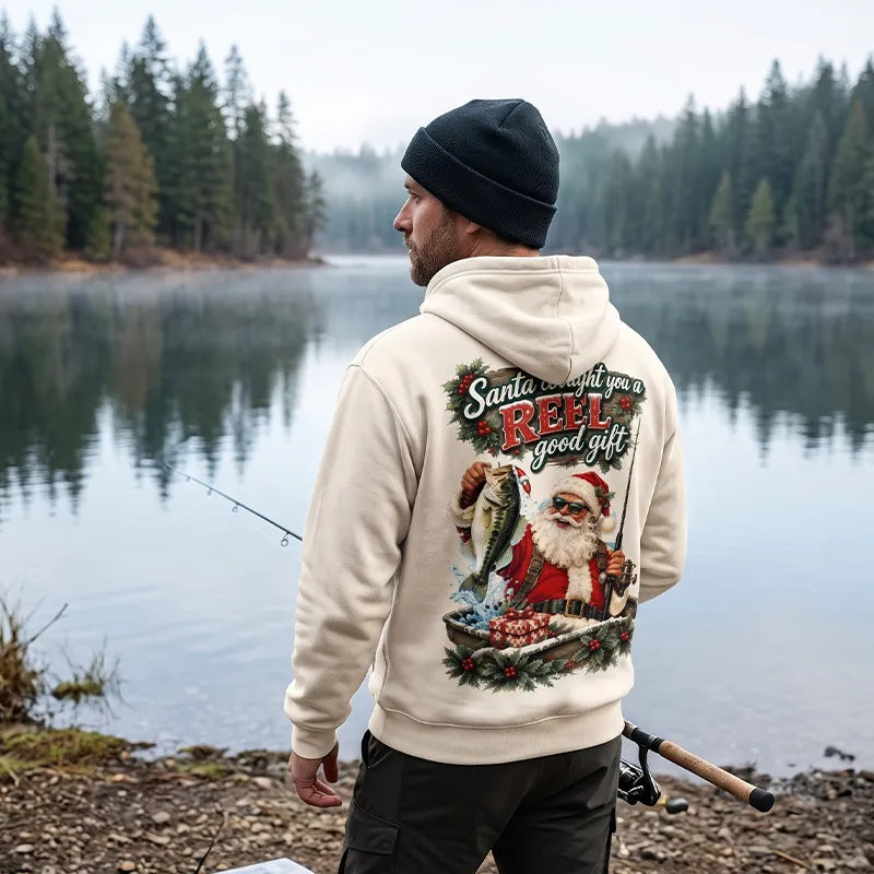 Santa REEL Good Gift Fishing Christmas Hoodie