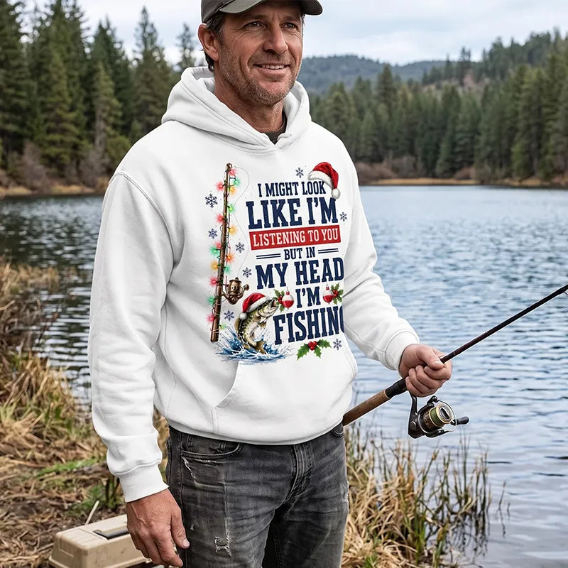 Funny Christmas Fishing Santa Fish Holiday Hoodie