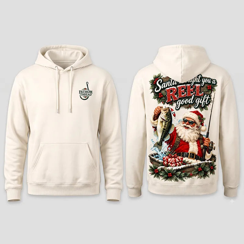 Santa REEL Good Gift Fishing Christmas Hoodie