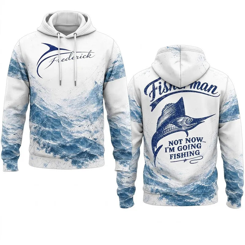 Personalized Sailfish Fisherman Not Now I'm Going Fishing Hoodie