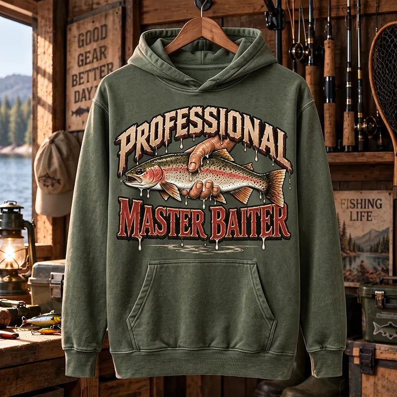Professional Master Baiter Vintage Rainbow Trout Fishing Hoodie