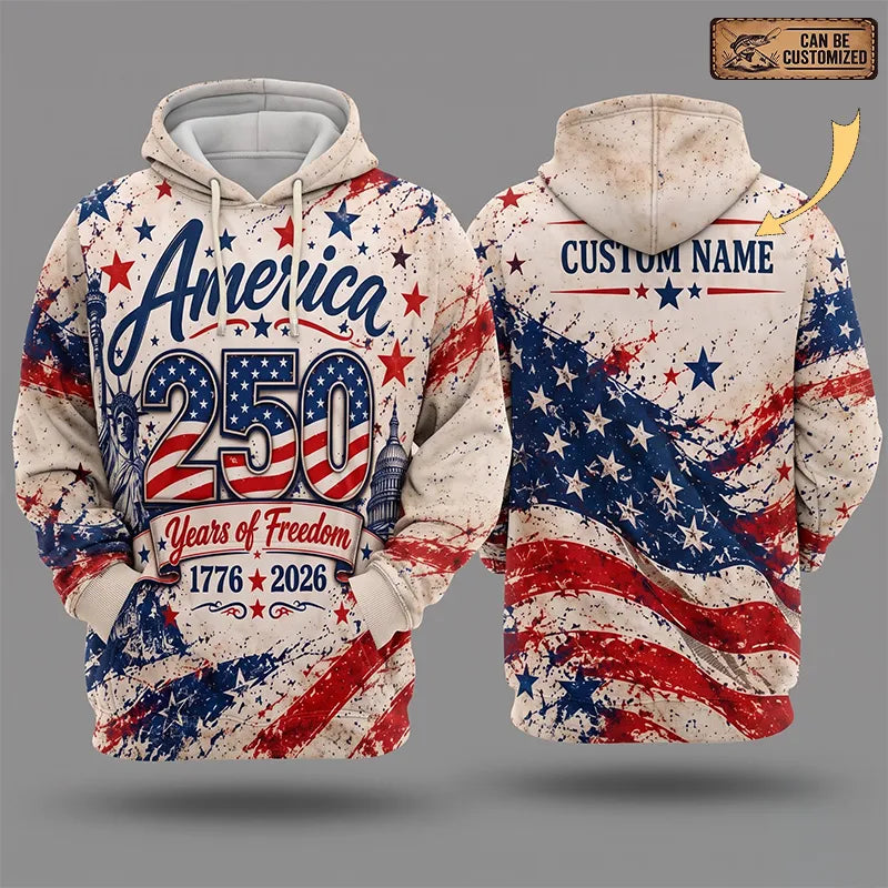 Personalized America 250 Years Of Freedom American Flag Hoodie