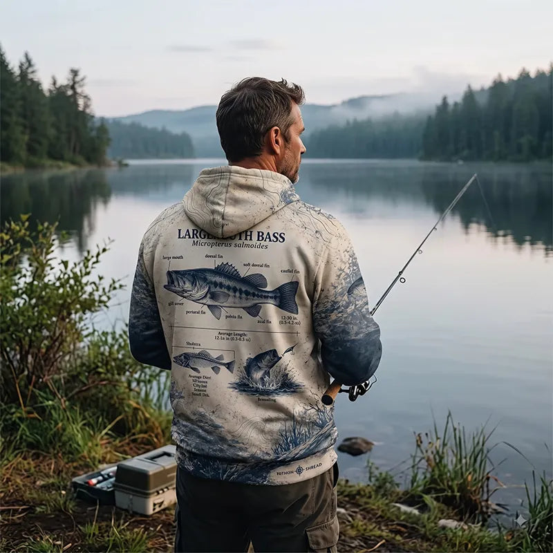 Personalized Fathom Thread Custom Largemouth Bass Anatomy Fishing Hoodie