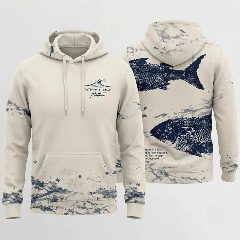 Fathom Thread Gyotaku Fishing Art Outdoor Hoodie