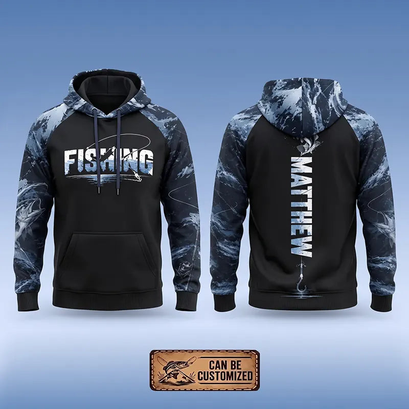 Personalized Fishing Raglan Outdoor Adventure Hoodie