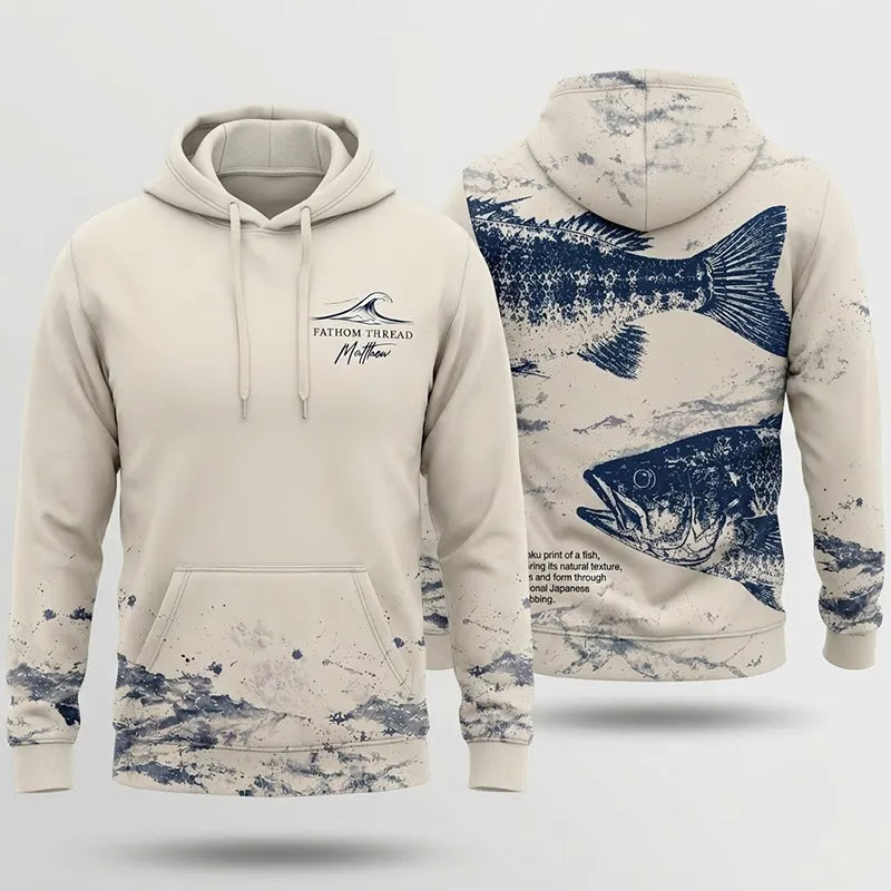 Fathom Thread Gyotaku Bass Fishing Hoodie